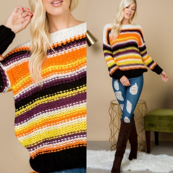 BOGO FREE! Gorgeous striped thick knit sweater - Picture 6 of 8